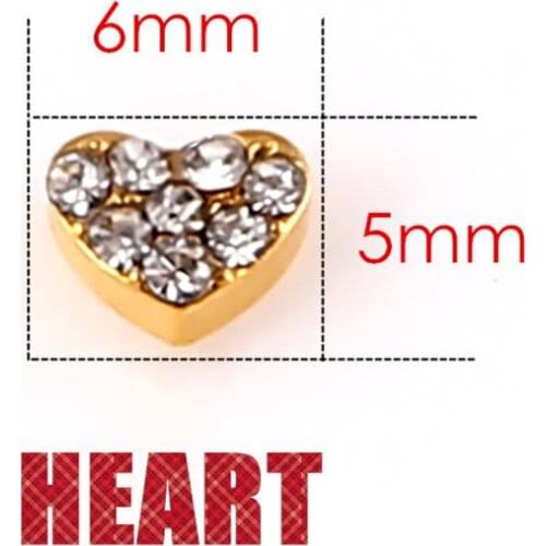 20Pcs/Lot Gold Crystal Heart Floating Charms Hand-Made DIY for Glass Lockets