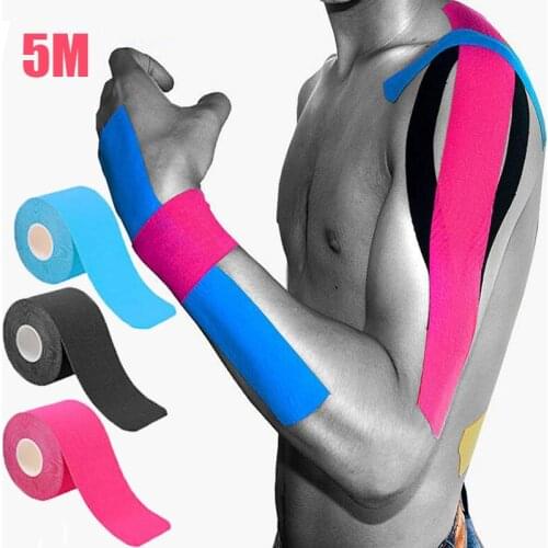 5M Kinesiology Cotton Tape Elastic Muscle Physiotherapy Tape Athletic Strapping Gym Fitness Running Knee Bandage Sticky Medical