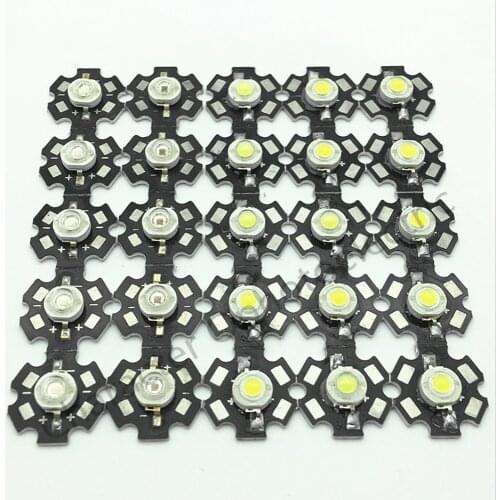 50pcs 1W 3W High Power white warm white red green Blue Royal blue 660nm LED with 20mm star pcb