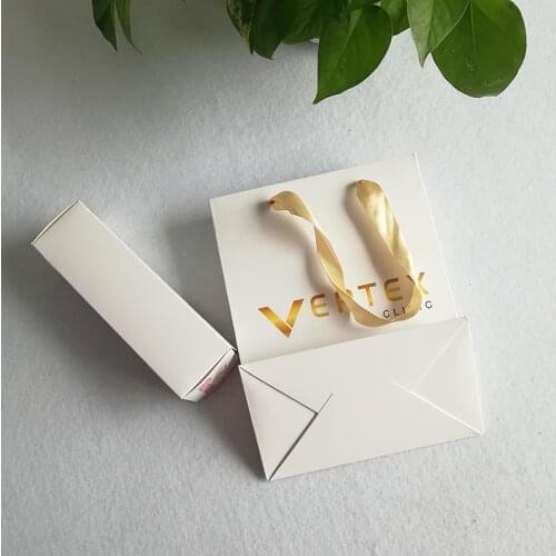 500/Pcs Custom Made Luxury White Paper Bag With Gold Foil Logo Personalised Gifts Shopping Bags for Jewelry Necklace Packaging