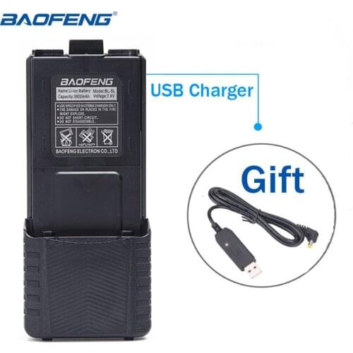 Baofeng UV-5R 7.4V 3800mAh High Capacity Battery with USB Charger Cable For BaoFeng UV-5R UV-5RE BF-F8HP Walkie Talkie Radio