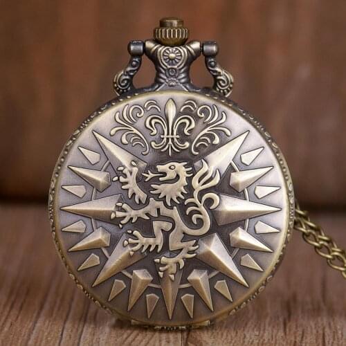 Antique Classic Game Theme Vintage Bronze Unisex Quartz Pocket Watch Fob Chain with Fob Watch Women Men Gifts CF1356