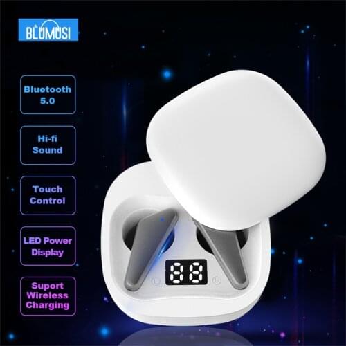 BluMusi Wireless Headphones Bluetooth 5.0 Earphones TWS Headset Touch Control LED Power Display for Sports Travel and Driving