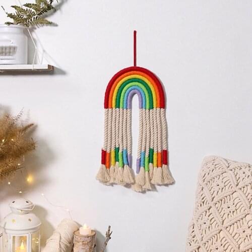 Large Macrame Rainbow Wall Hanging - Cute and Colorful Boho Rainbow Decor Cotton Hand Weave