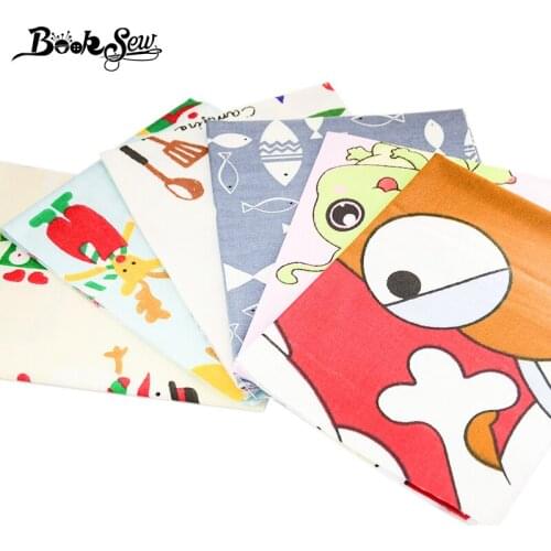 Booksew 100% Cotton Fabrics 20x25cm 6PCS/lot Cute Animals and Cartoon Tissu Material Telas Quilting DIY Tecido Patchwork Cloth