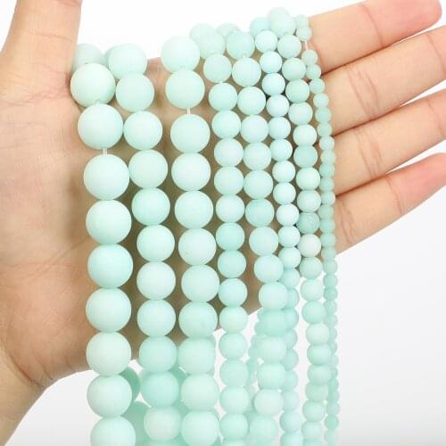Natural Stone Beads Frosted Amazonite Round Loose Beads for Jewelry Making Needlework Bracelet DIY 4-12 MM