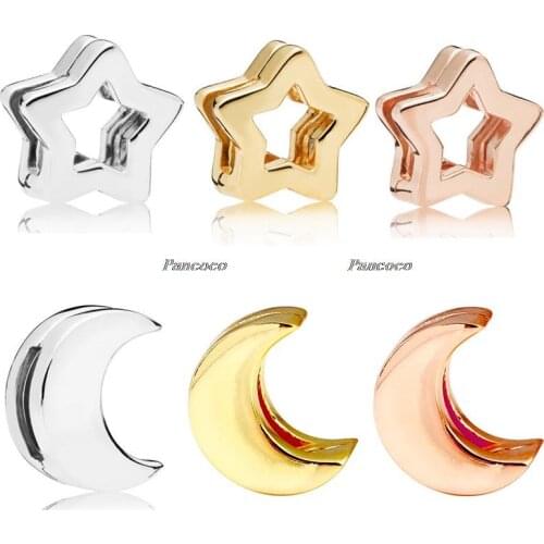 925 Sterling Silver Bead Charm Reflexions Star Clip Stopper Lock Beads Fit Women Pandora Bracelet Diy Jewelry