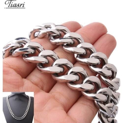 Tiasri 13mm Cubas Link Chain Goth Men Necklace Bracelet Stainless Steel Choker Hip-Hop Male Jewelry Best Friend Gift Aesthetic