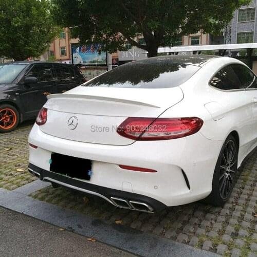 For Benz C Class W205 C63 COUPE ABS Plastic Unpainted Color Rear Roof Spoiler Wing Trunk Lip Boot Cover Car Styling