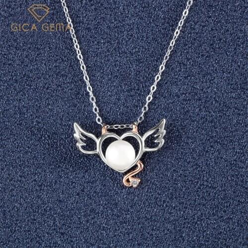 GICA GEMA 100% 925 Sterling Silver Freshwater Pearl Clavicle Pendant for woman Fine Jewelry wholesale