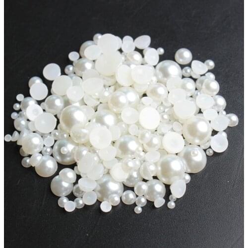 Hot Sale! ABS Half Round Flatback Pearls Beige Color Mix Size 2mm/3mm/4mm/5mm/6mm/8mm 15g Beads Diy Accessories Free shipping