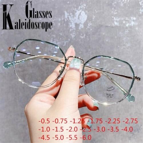 Finished Myopia Glasse Women With Minus Degree Round Nearsighted Eyewear Diopter -0.5 -0.75 -1.25 -1.5 -2.0 -2.5 -3.0 to -6