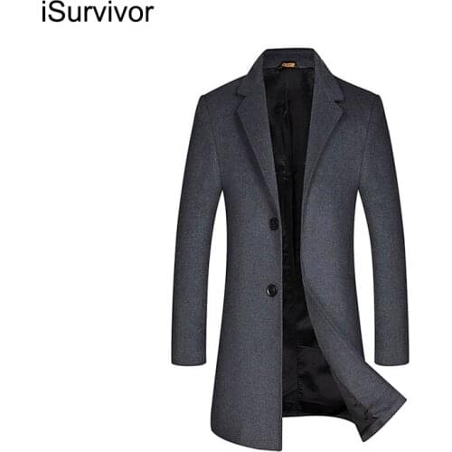 ISurvivor 2021 Men Winter Autumn Nylon Wool Coats Jackets Parkas Male Casual Fashion Slim Fit Large Size Businessmen Wool Coats