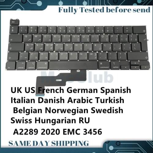 UK US French Danish German Spanish Italian Danish version keyboard for Macbook Pro A2289 EMC 3456 UK Keyboard Japan JP Keyboard