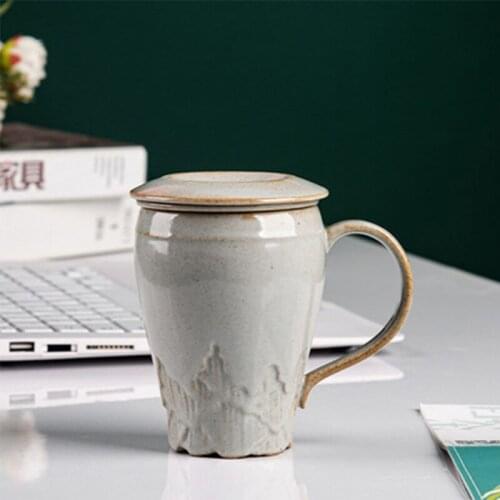 Creative Home Large-capacity Ceramic Tea Cup Office Tea Mug with Lid and Filter Chinese Kung Fu Tea Set Water Cup Creative Gift
