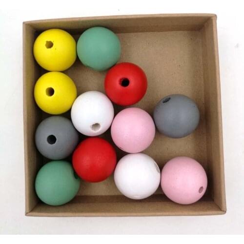 50pcs 25mm hand painted round ball wood bead 6 colors to choose DIY WHITE GREY TEAL red yellow pastel A178
