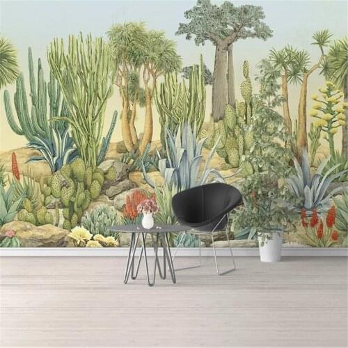 Milofi custom size 3D printing wallpaper mural European retro pastoral plant cactus living room TV background wall