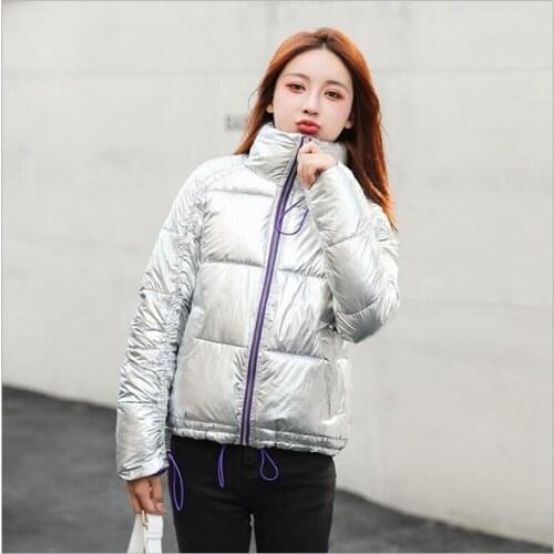 Fashion Wadded jacket Female 2019 Women Winter perka Slim Warm cotton clothing Long sleeve Glossy Coat Winter Jackets Z56