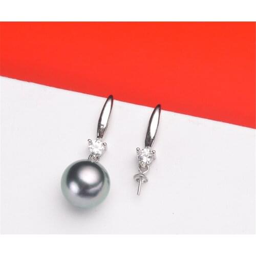 Real Solid 925 Sterling Silver Pearl Stud Earrings Accessories Findings DIY Jewelry Ear Hook Blank Empty Support