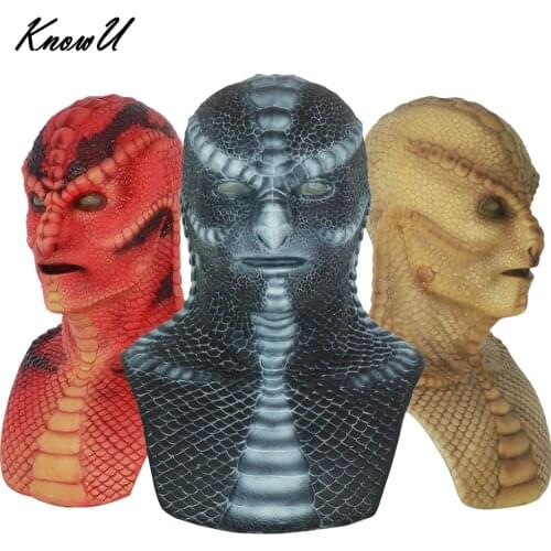 KnowU Lizard Party Mask Silicone Headwear Crossdress Halloween Cosplay Real Skin Texture