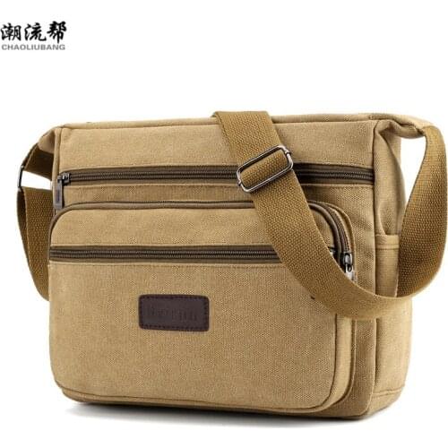 Mens Bag Casual Canvas Shoulder Bag Waterproof Multi-pocket Small Diagonal Bag Handbag Messenger Bag Ladies Bolsa Feminina Sac