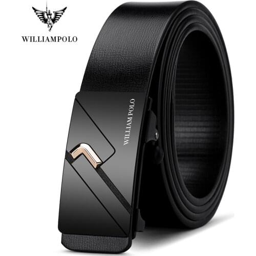 WilliamPOLI Belt Genuine Leather For Men Automatic Buckle Luxury Brand Belts Fashion Waist Strap Cowskin Designer Belts