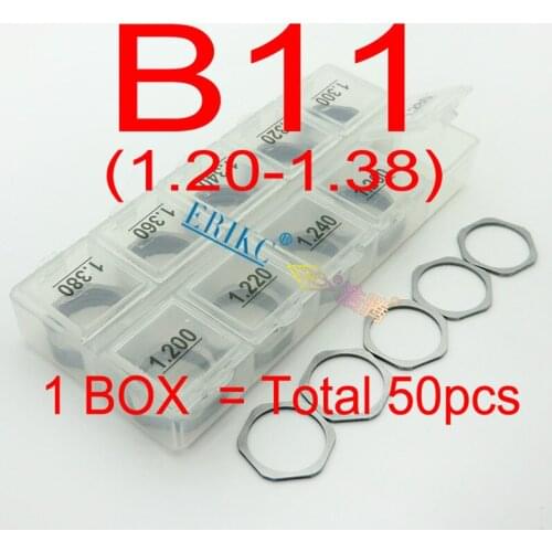 ERIKC B11 Size 1.20--1.38mm Gaskets 50pcs Common Rail Injector Adjusting Washers Shims Repair Kits for Diesel Fuel Injector