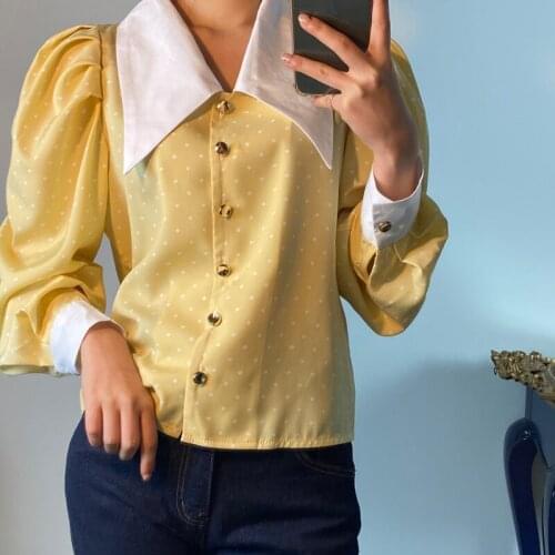 RUGOD 2021 spring sleeve polka dot puff sleeve retro short shirt