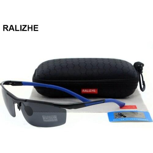 RALIZHE Brand Mens Womens HD Polarized Sunglasses Aluminum Magnesium Alloy Sun Glasses Rimless Rectangle Sport Driving Shooting