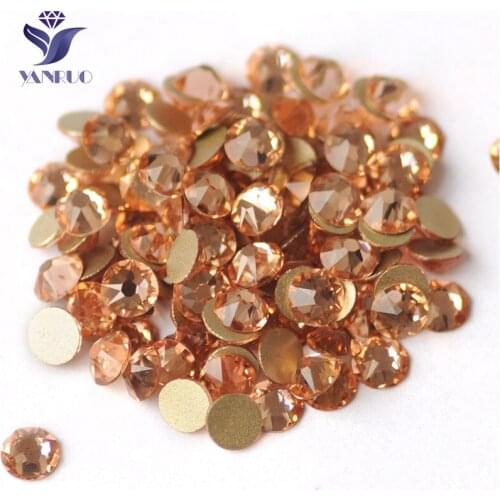 YANRUO 2088NoHF All Sizes Light Peach Flat Back Strass Stones And Crystals Non Hotfix Rhinestones On Nails Decoration