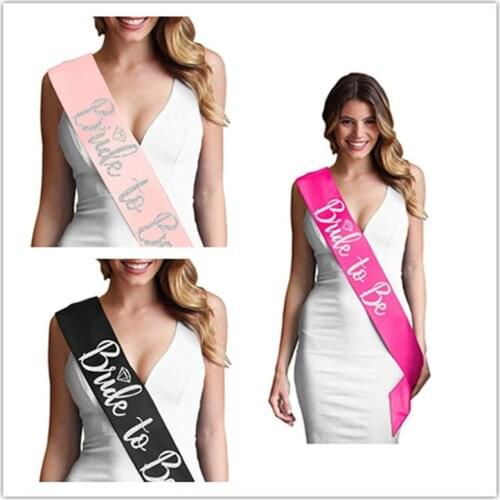 Bridal Shower Wedding Decoration Wedding Veil Team Bridal Satin Belt Bachelor Party Girl Hen Party Decoration Supplies-C