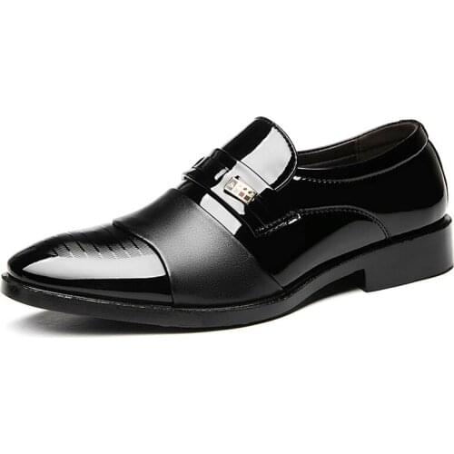 Fashion Leather Men Business Dress Shoes Men Loafers Pointy Black Shoes Oxford Comfortable Men Formal Wedding Shoes Plus size 48