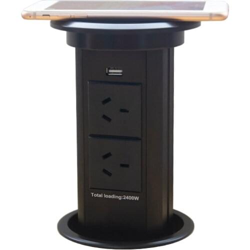 Smart QI Wireless Fast Charger Automatic Pop Up Lifting Socket with AU Plug Universal Outlets and 1 USB Port For Home Kitchen