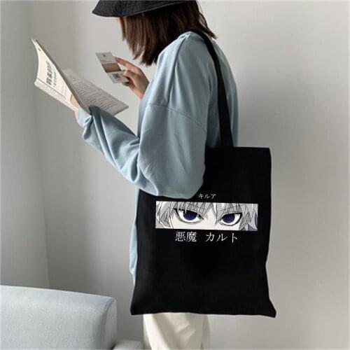 Japanese HUNTER×HUNTER large-capacity canvas woman Letter printing ins new Harajuku casual Vintage goth dark shoulder bags шопер
