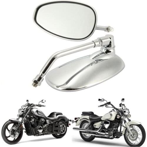 1 pair Motorcycle Rear View Mirrors Oval Side Mirror Adjustable mirror angle 360 Degree Swivel Street Bike 10mm Universal