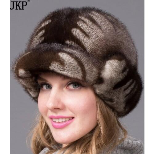 100% real natural Whole fur mink fur hat women winter elegant European and American fashion women fashion fur cap