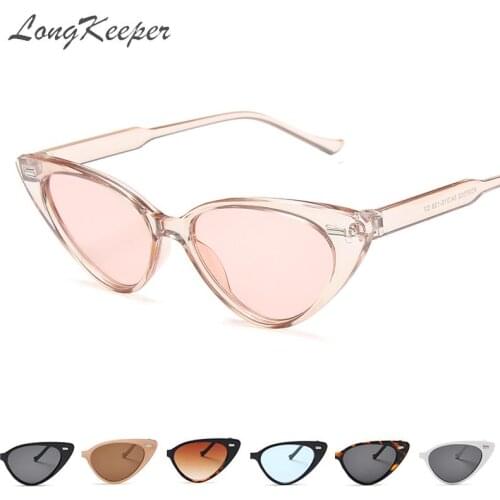 LongKeeper Gafas De Sol Mujer Cat Eye Sunglasses Woman Shades Female Rivet Triangle Sun Glasses Oculos Fashion Brand Designer