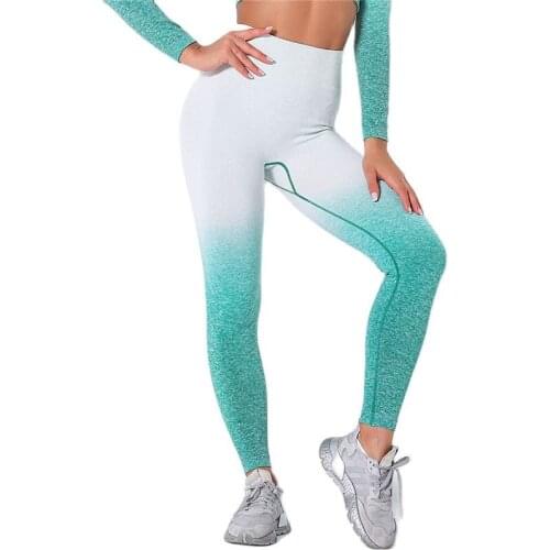 Ulfsaar Sport Seamless Gradient Color Energy Legging Women Workout Fitness Jogging Running Pants Gym Stretch Sports Wear
