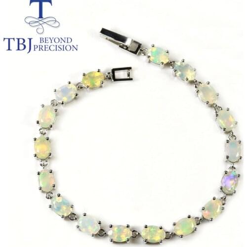 Simple Ethiopia Opal Bracelet oval cut 5*7mm fine natural colorful gemstone jewelry 925 sterling silver for women daily wear tbj