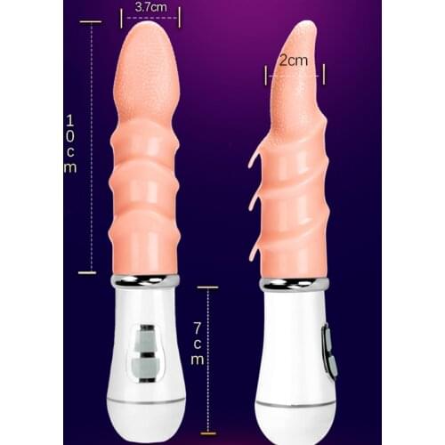 Female Masturbator Vibrator Vibrating Stick Tongue Flapping Dildo Nude Color Artifical Clitoris Latex Adult Sex Toys for Women