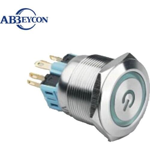 00Stainless Steel Big Angel Eye Ring Power Symbol Illuminated Light Wiring Harness 28mm Momentary Waterproof Push Button Switch