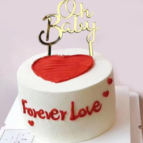 1pc Oh Baby Pattern Happy Birthday Acrylic Cake Topper Babyshower Cupcake Topper