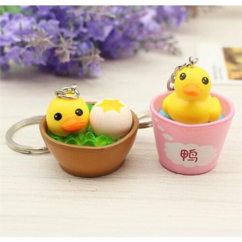 1pcs Random Cute yellow duck Keychain Lovely Cartoon Animal Bag Hanging Pendant Decoration for Men Women Keyring