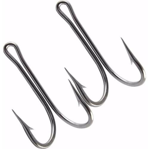 10pcs 7982 Stainless Steel Double Fishing Hooks Sea Fishing Accessories Big Sharp Double Bait Fishhooks Size 6/0 7/0 8/0 10/0