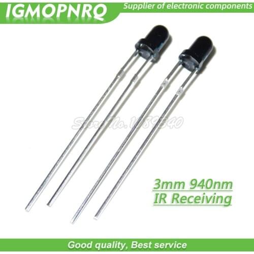100pcs LED 3mm 940nm IR Receiving Diode Round Tube Light IGMOPNRQ