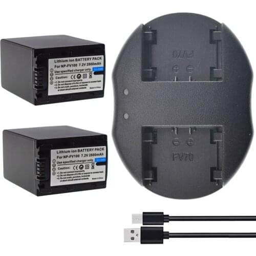 2-Pack Battery and Charger for Sony CX700V, CX760V, CX900, HC9, PJ10, PJ30V, PJ50, PJ200, PJ230, PJ260V, PJ340, PJ380