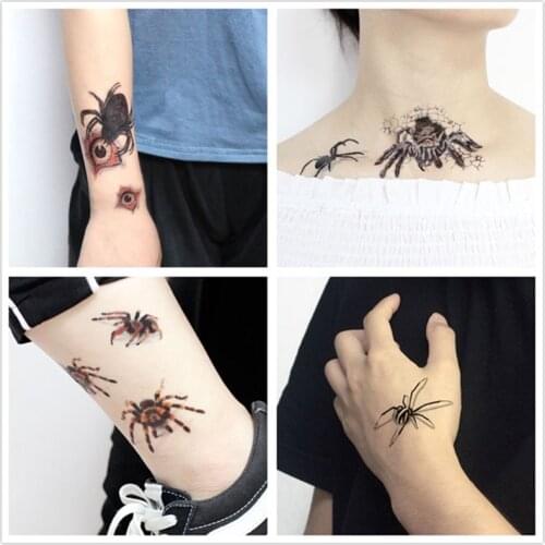 3PCS Halloween Festival 3D Spider Ttemporary Tattoos With Prank Make-up Face With Arm Childrens Cartoon Fake Stickers Body