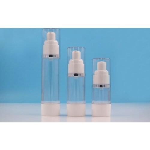 30ML clear white plastic airless bottle silver line lotion/emulsion/serum/liquid foundation/whitening essence cosmetic packing