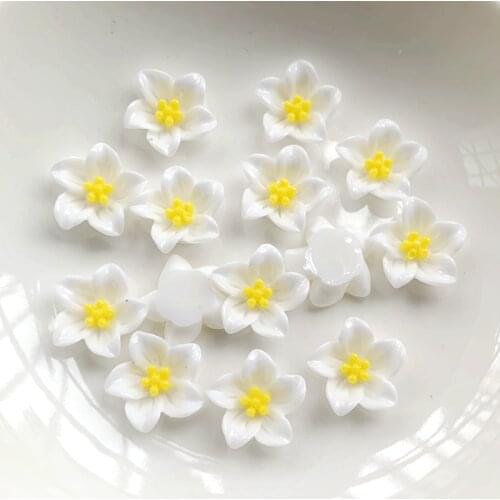 30pcs13mm white/pink/resin flower and rhinestone flat back DIY jewelry/mobile phone shell decoration/manicure decoration process