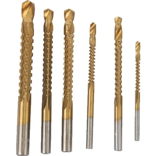 6 PCS 3-8mm Titanium HSS Drill Titanium Coated Woodworking Metal Plastic Cutting Hole Saw Set Free Shipping